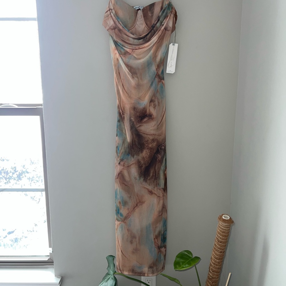 Almost Famous Strapless Dress in Earthy Tones